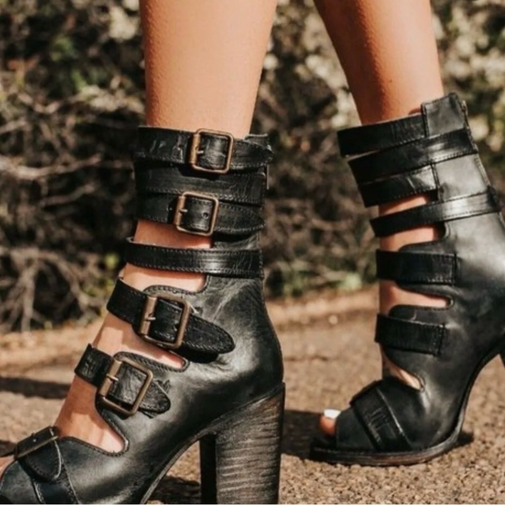 FREEBIRD | Bond Strappy Gladiator Leather Sandal Boot Black Size 9